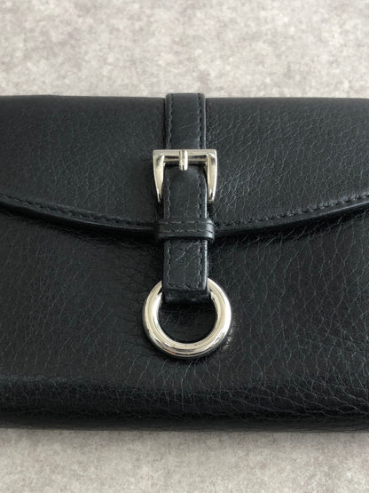 PRADA Buckle Motif Folded Wallet Black Vintage k574bi