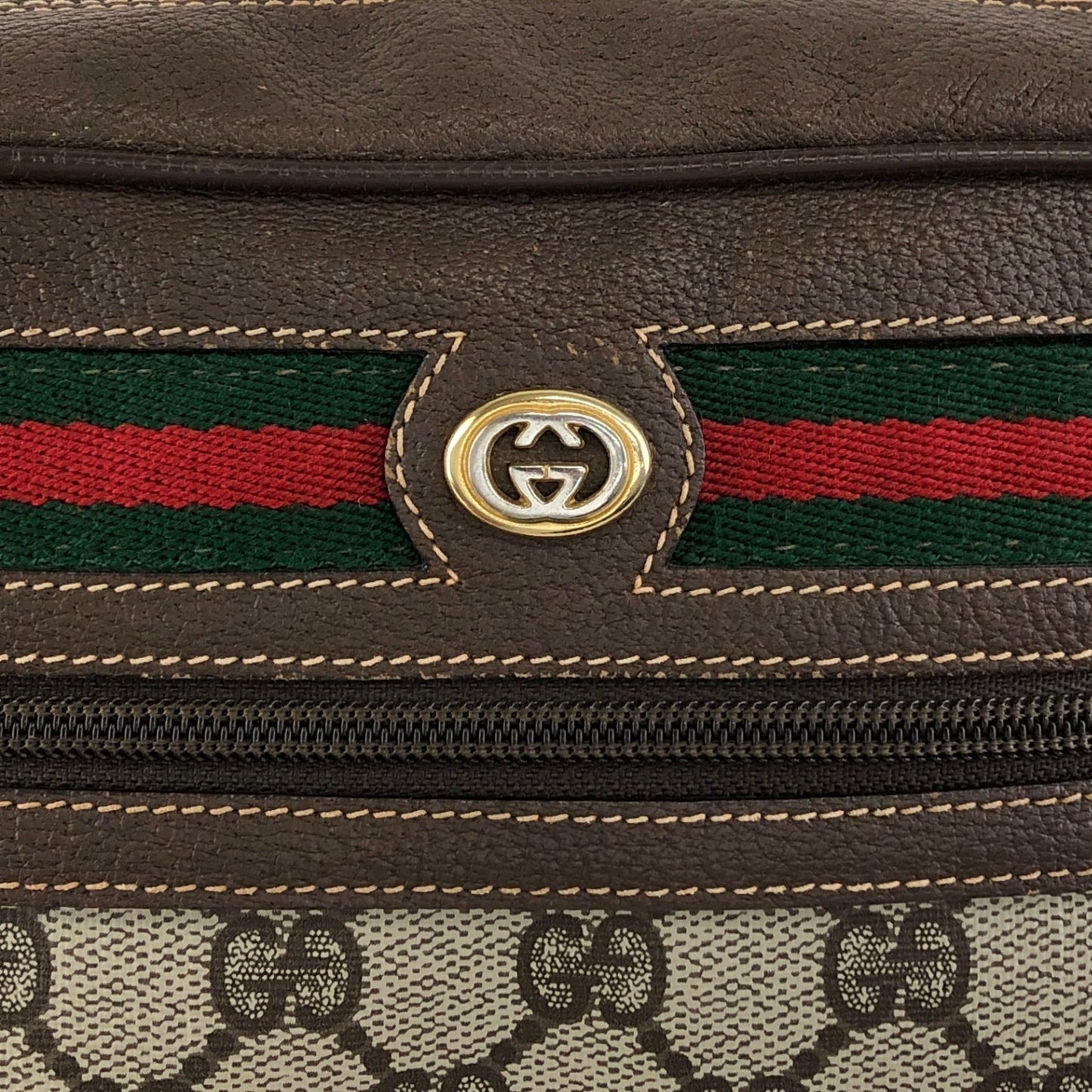 GUCCI GG Pattern Sherry Line Shoulder bag Brown Vintage ggwuxk