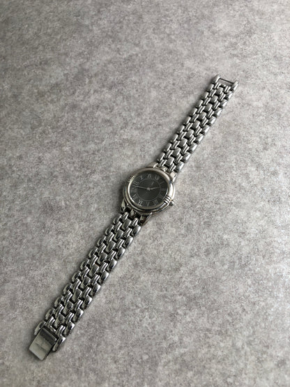 Yves Saint Laurent YSL Logo Quartz Watch Silver 6031-G11866 Vintage xegtmu