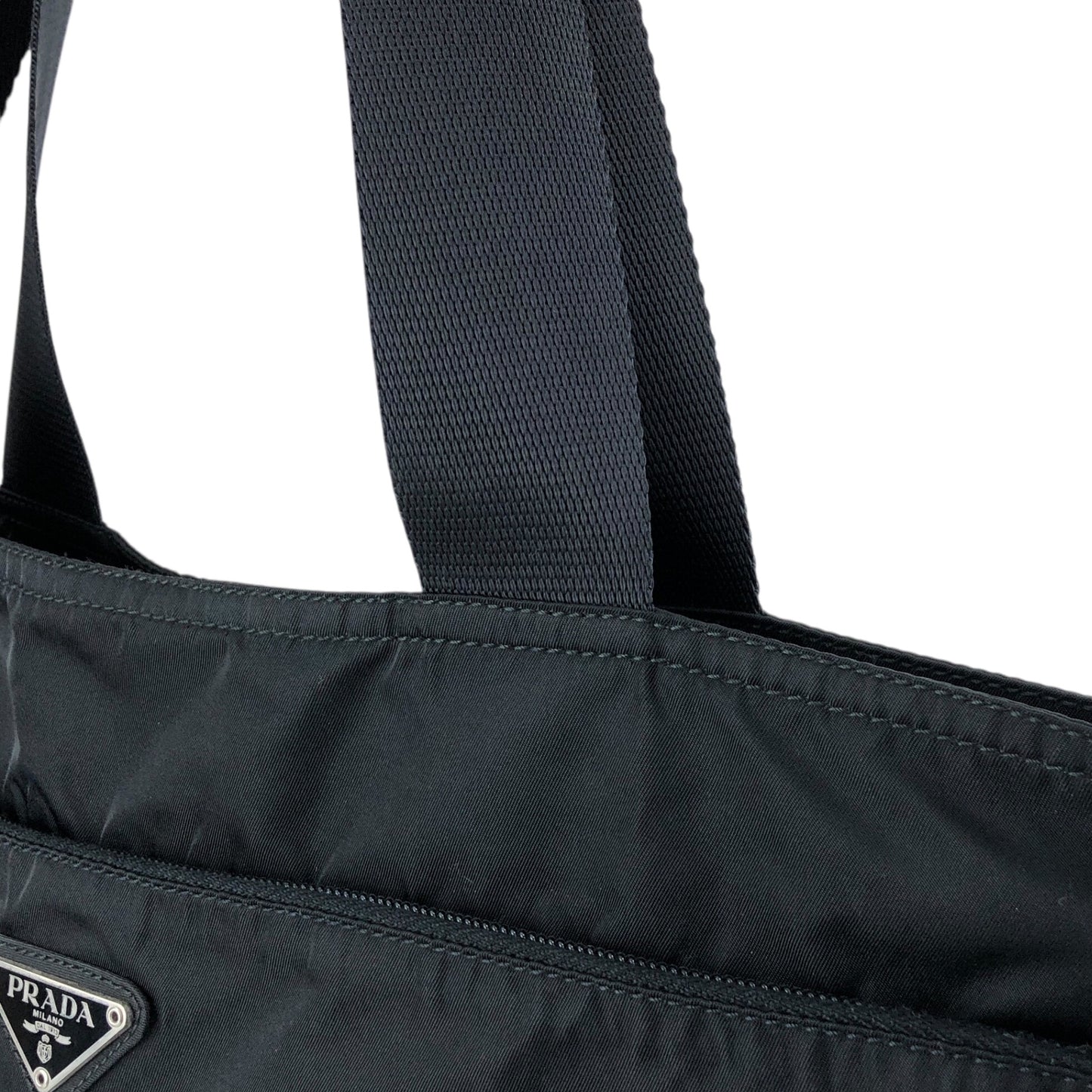 PRADA Tessuto Triangle Logo Totebag Black Vintage gc7j3j