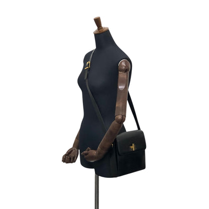 CELINE Turn Lock Shoulder bag Black Vintage txhccr