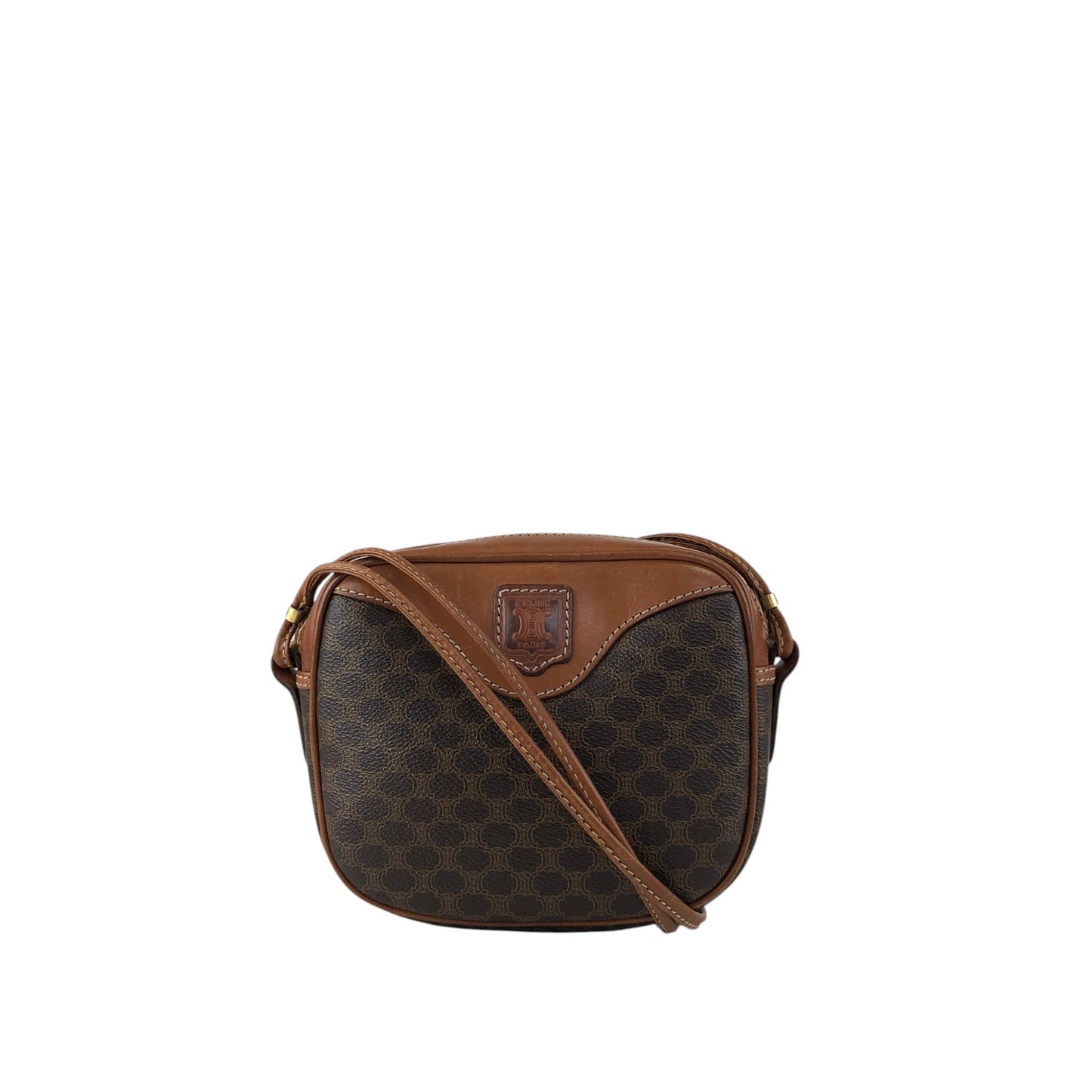 CELINE Macadam Blason Shoulder bag Brown Vintage ebzayc
