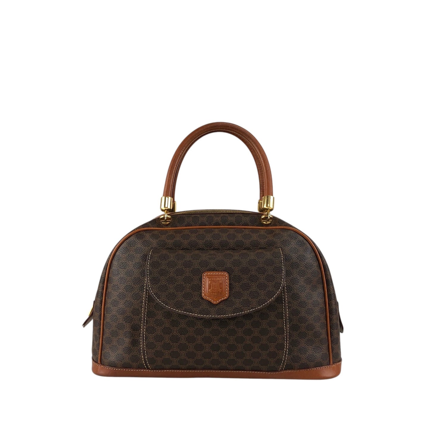 CELINE Macadam Blason Handbag Brown Vintage h544n5