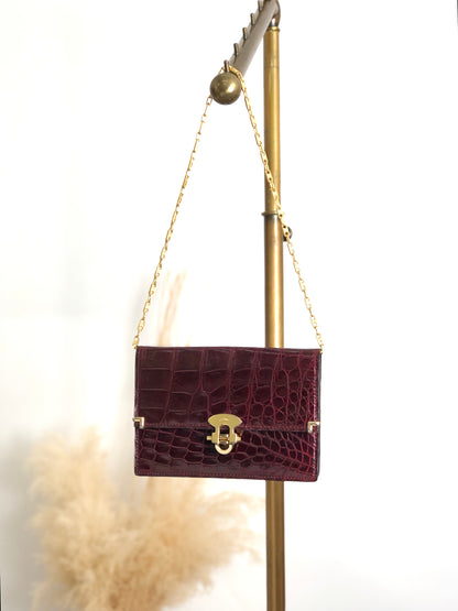 CELINE Front Lock Chain Shoulder bag Bordeaux Vintage iw6ga6
