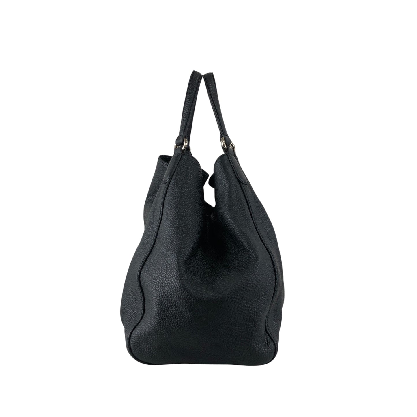 GUCCI Logo Embossed Tassel Shoulder bag Hobobag Black Vintage p2pw3n