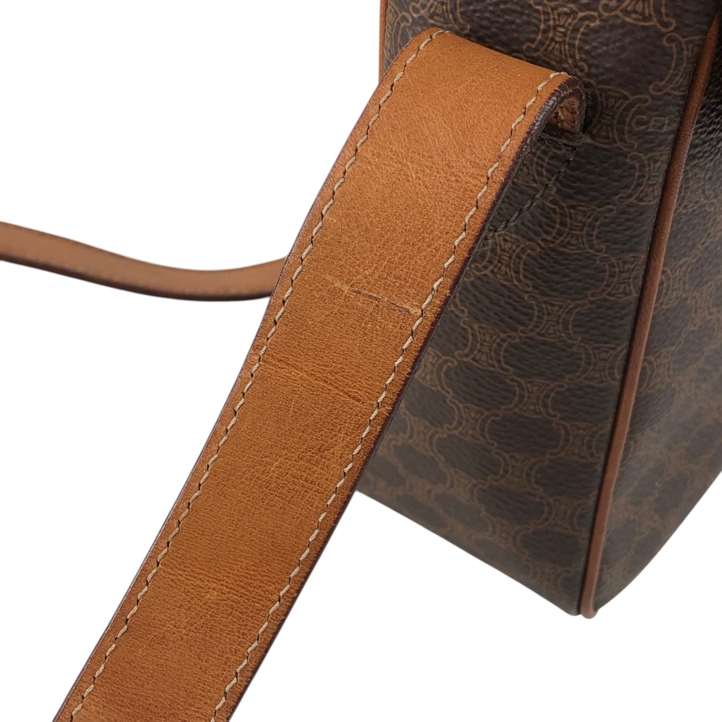 CELINE Macadam Horse Bit Shoulder bag Brown Vintage yw7ax4