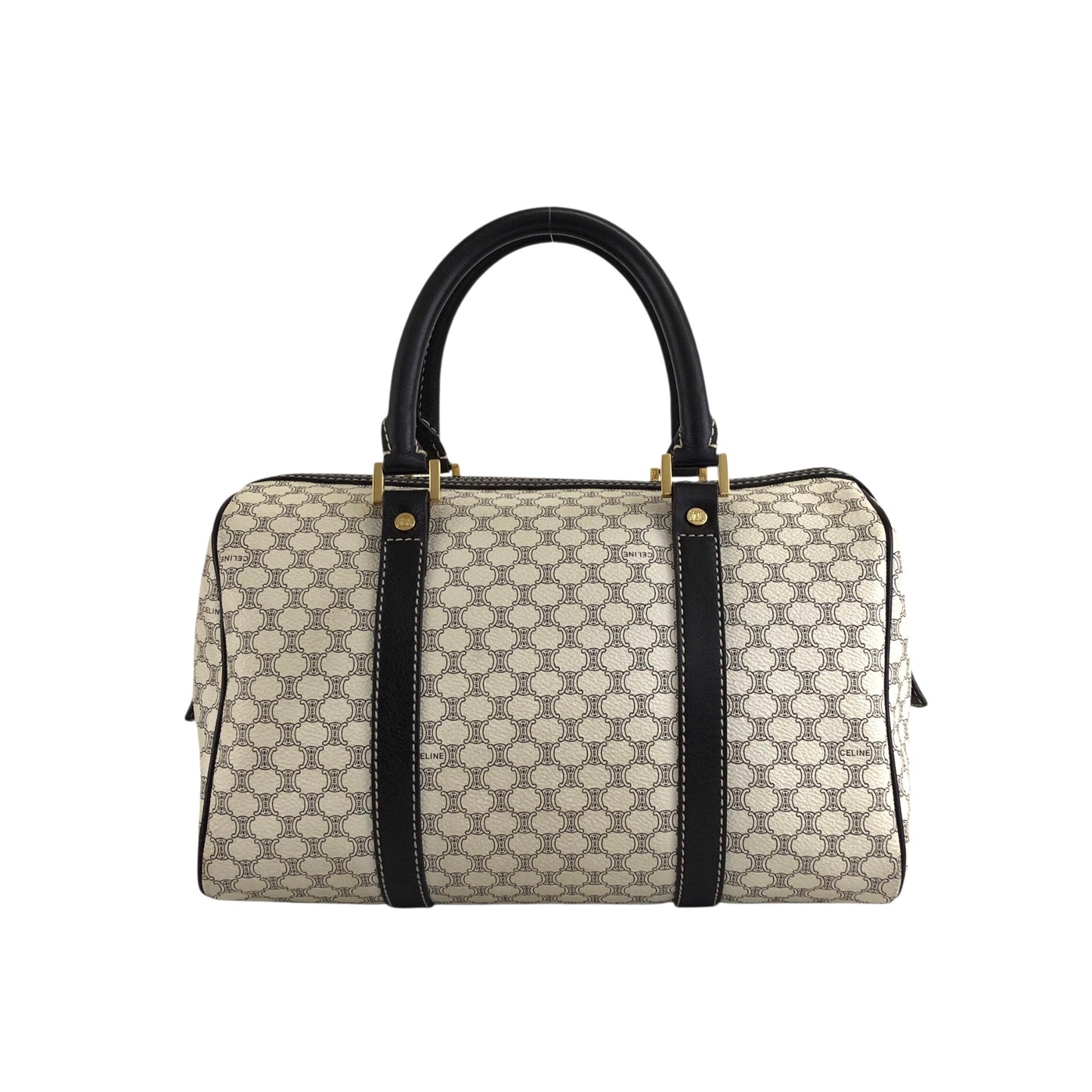 CELINE Macadam Handbag Boston bag White Vintage yci5hj