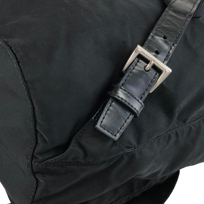 PRADA Tessuto Triangle Logo Double Pocket Backpack Black Vintage rr2dvd