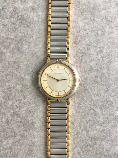 Yves Saint Laurent Quartz Watch Silver 4620-62267Y Vintage aje2i6