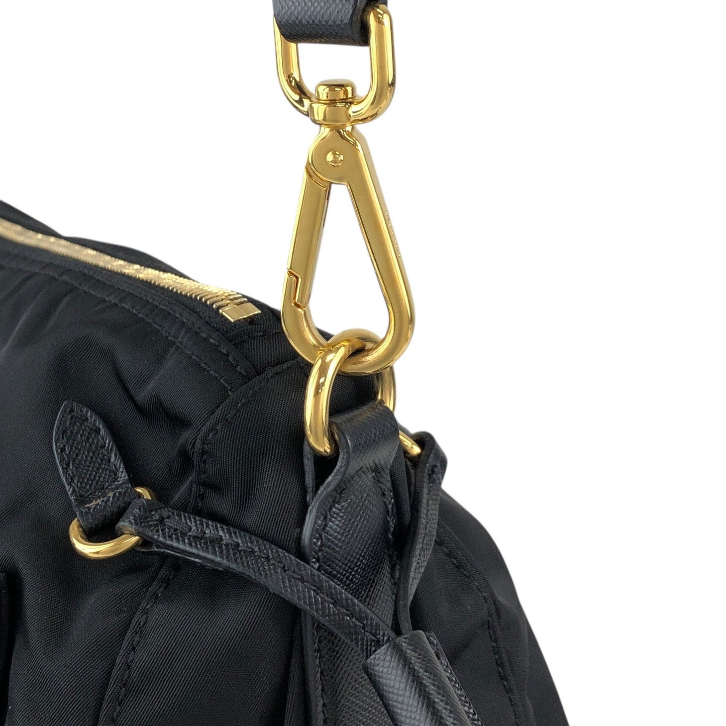 PRADA Logo Shoulder bag Black BT0689 Vintage s35m2a
