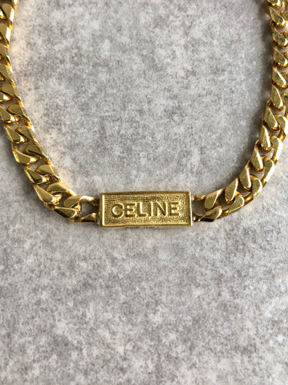CELINE Logo Bracelet Gold Vintage yaarkp