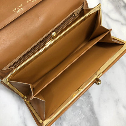 CELINE Macadam Triomphe PVC 皮革長皮夾 棕色 復古 7ej5dz