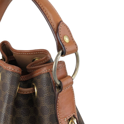 CELINE Macadam Two-way Drawstring Handbag Shoulder bag Brown Vintage ifb2i4
