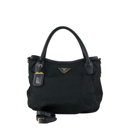 PRADA Tessuto Triangle Logo Two-way Handbag Shoulder bag Black Vintage jwasar