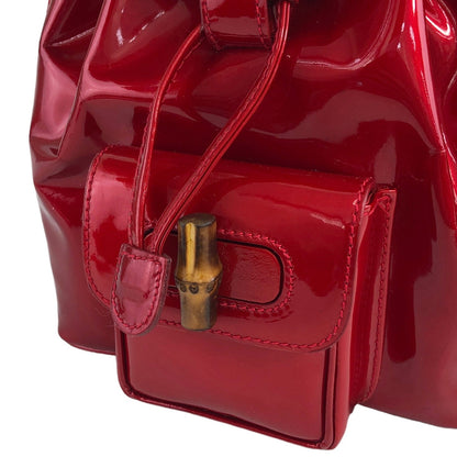 GUCCI Bamboo Patent Leather Small Backpack Red Vintage fxpb65