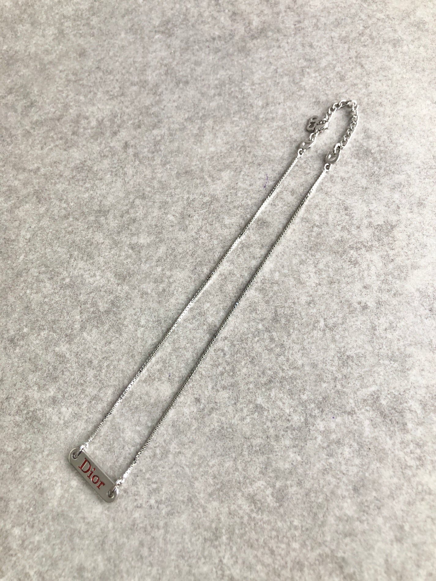Christian Dior Logo Necklace Silver Vintage nvu437