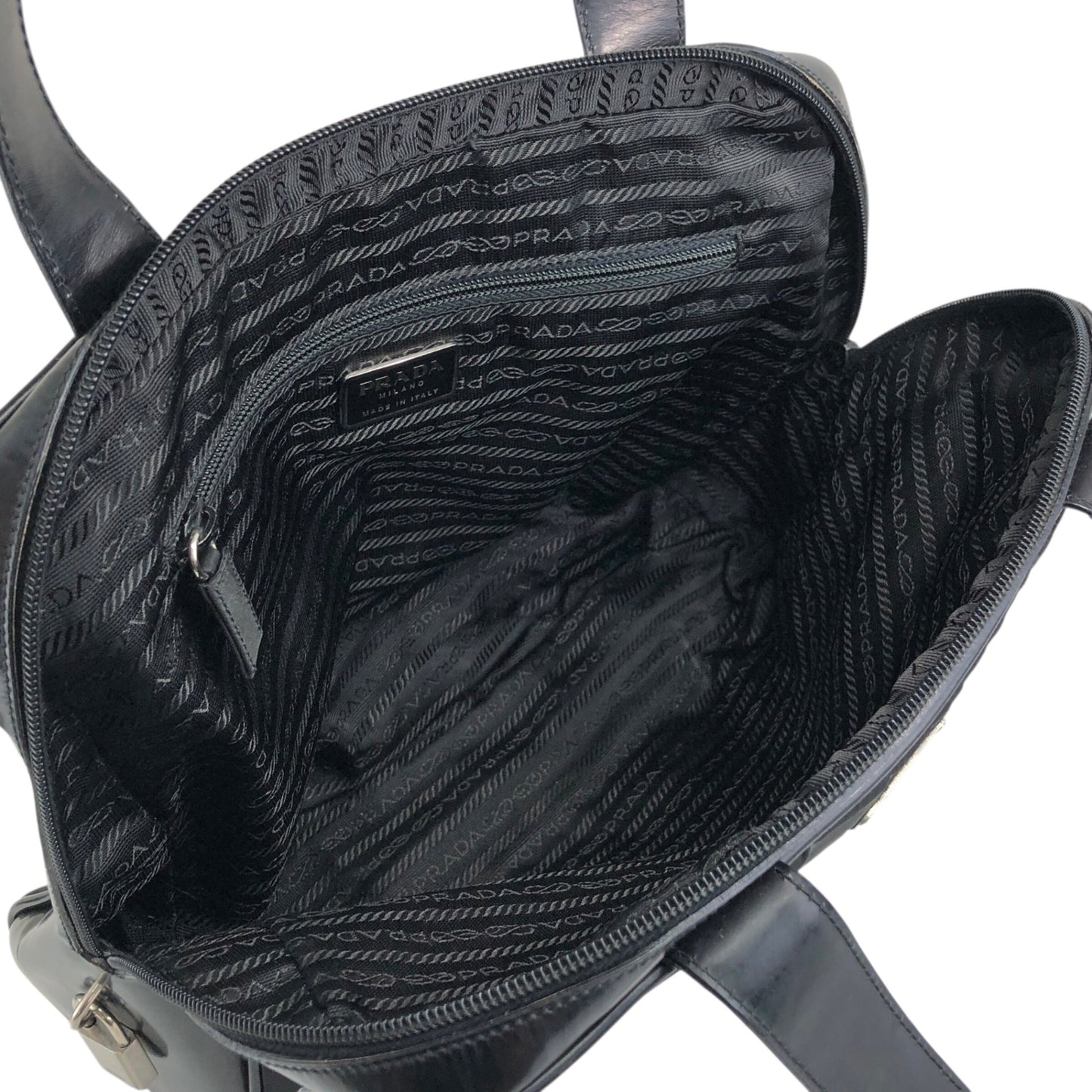 PRADA Triangle Logo Padlock Totebag Black Vintage 5g8nni