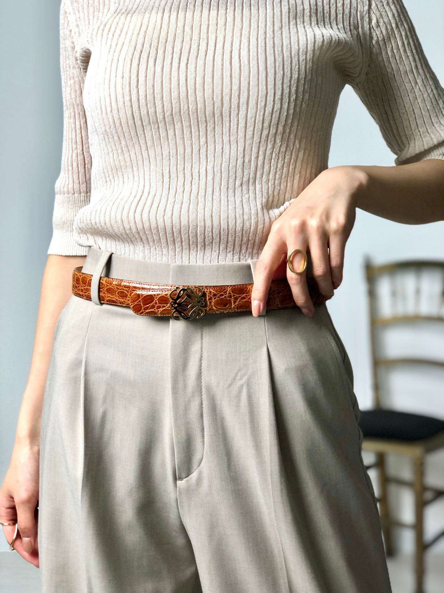 LOEWE Anagram Belt Brown Vintage 7x2w68