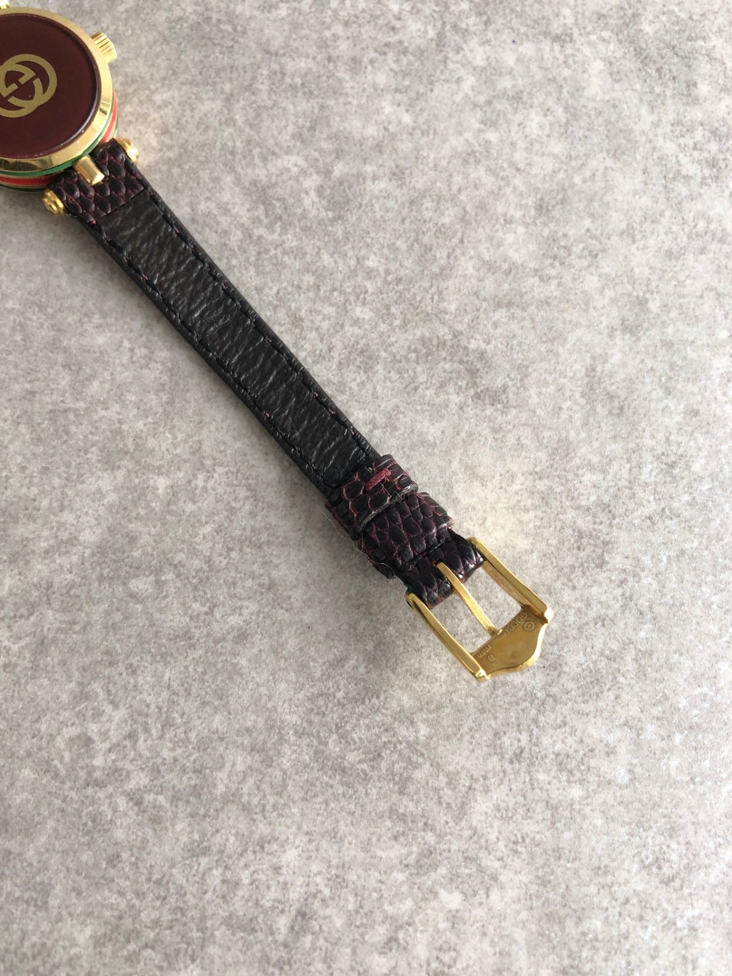 GUCCI Sherry Line Quartz Watch Gold×Red Vintage sujccz