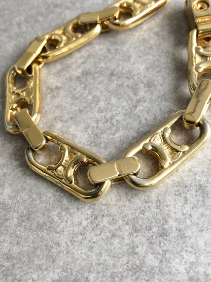 CELINE Blason Bracelet Gold Vintage ukpt55