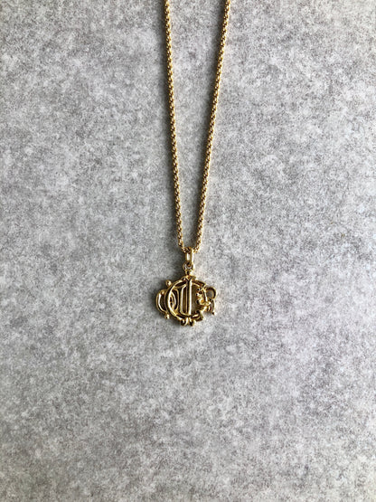 Christian Dior Emblem Motif Necklace Gold Vintage abmgwk