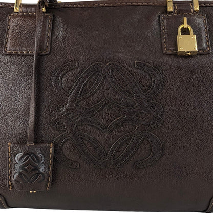 LOEWE Amazona Anagram Small Boston bag Handbag Brown Vintage kfcz5t