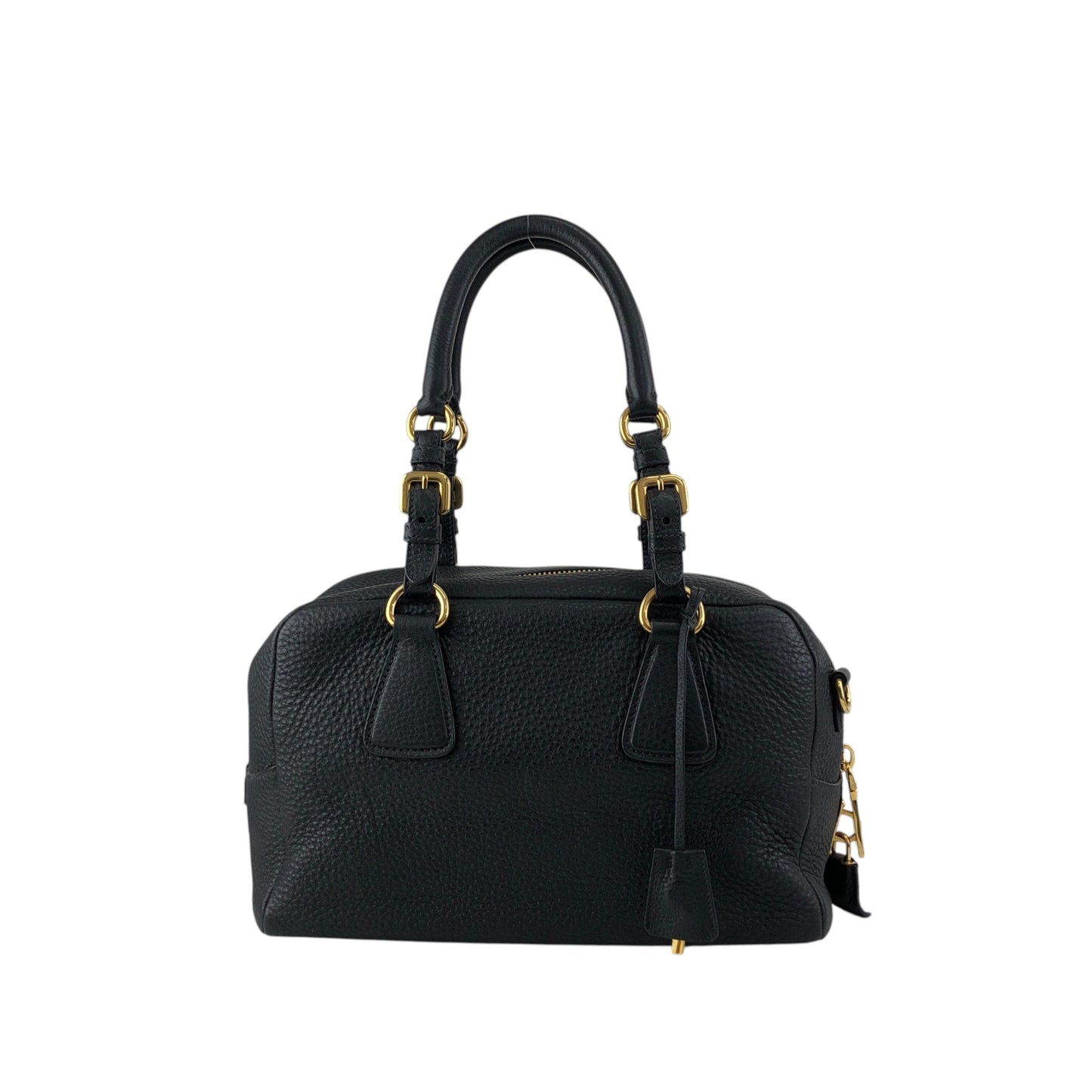 PRADA Logo Two-way Handbag Shoulder bag Black Vintage ws8uyb