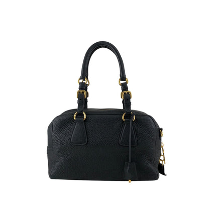 PRADA Logo Two-way Handbag Shoulder bag Black Vintage ws8uyb