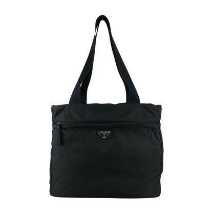 PRADA Tessuto Triangle Logo Front Zipper Totebag Black Vintage vda5bg