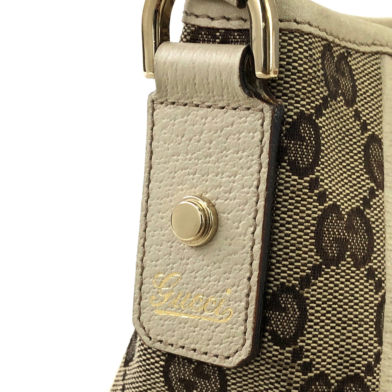 GUCCI GG Canvas Abbey Canvas Leather Handbag Hobobag Beige Vintage 2eihjw