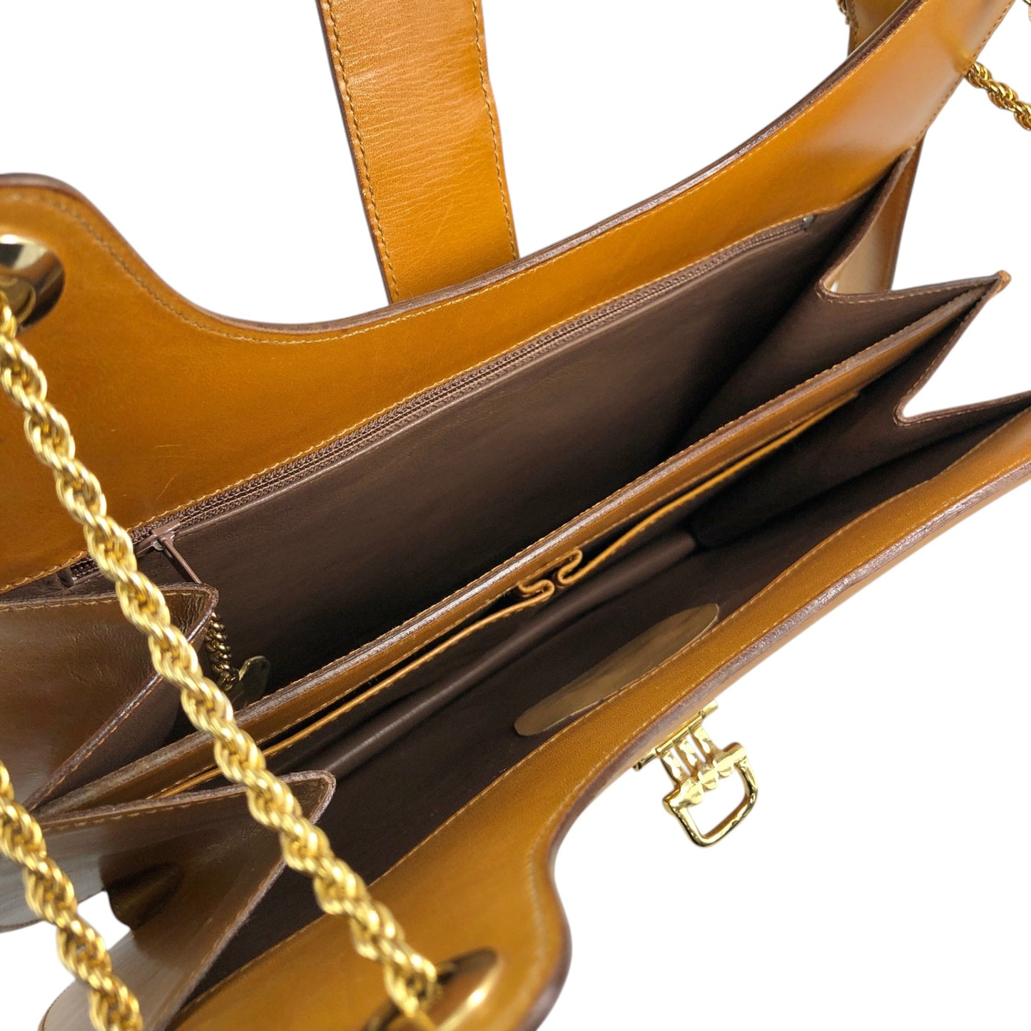 CELINE Horse Bit Chain Shoulder bag Brown Vintage 6hjm4n