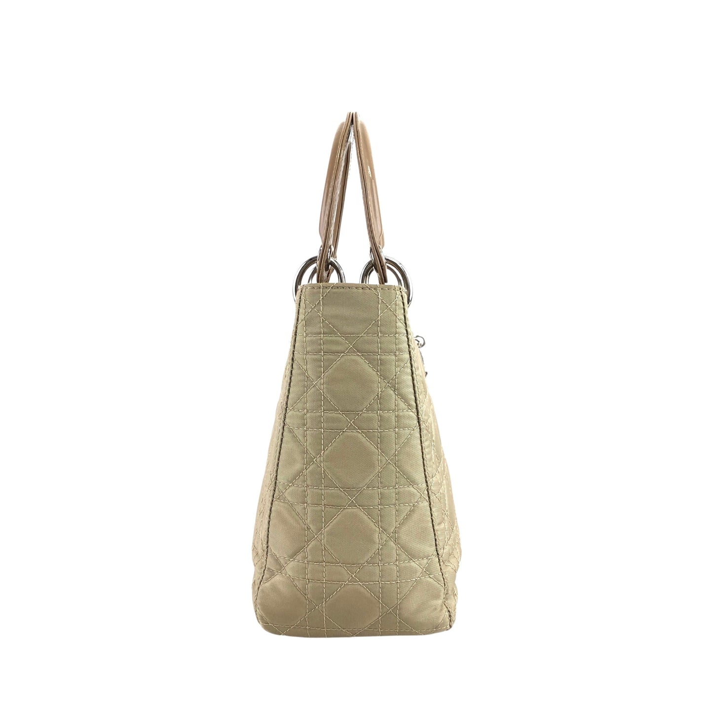 Christian Dior Lady Dior Cannage Logo Charm Handbag Beige Vintage 8h86ku