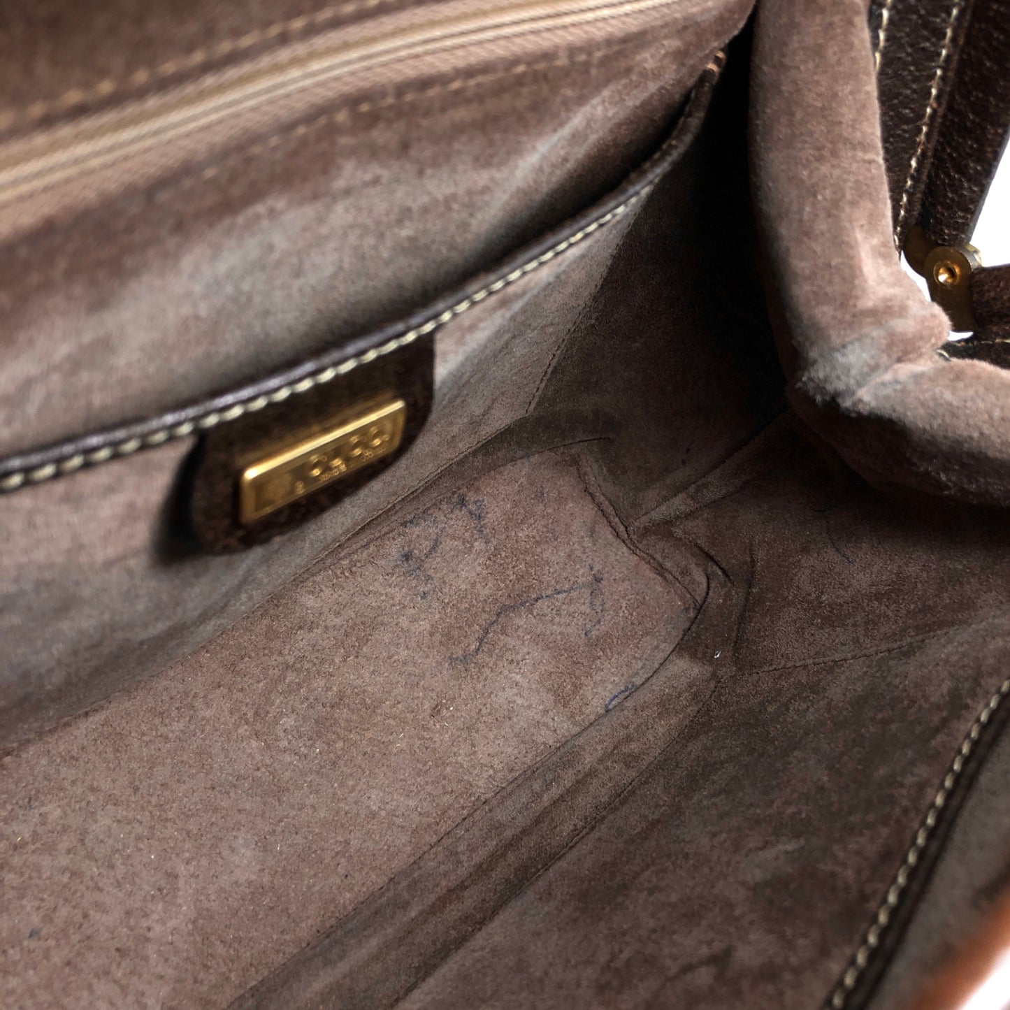 GUCCI Metal Clasp Handbag Brown Vintage fva3h4