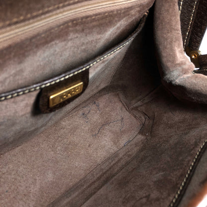 GUCCI Metal Clasp Handbag Brown Vintage fva3h4