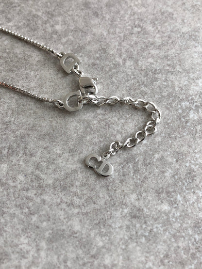 Christian Dior Logo  Motif Necklace Silver Vintage pidv5i