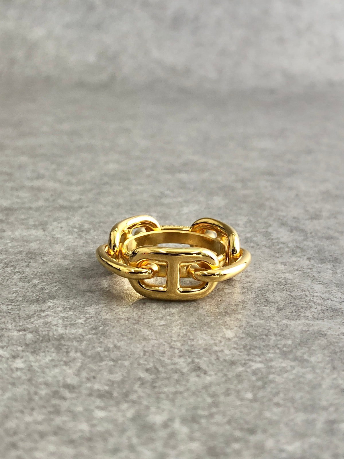 HERMES Scarf Ring Gold Vintage ykftau