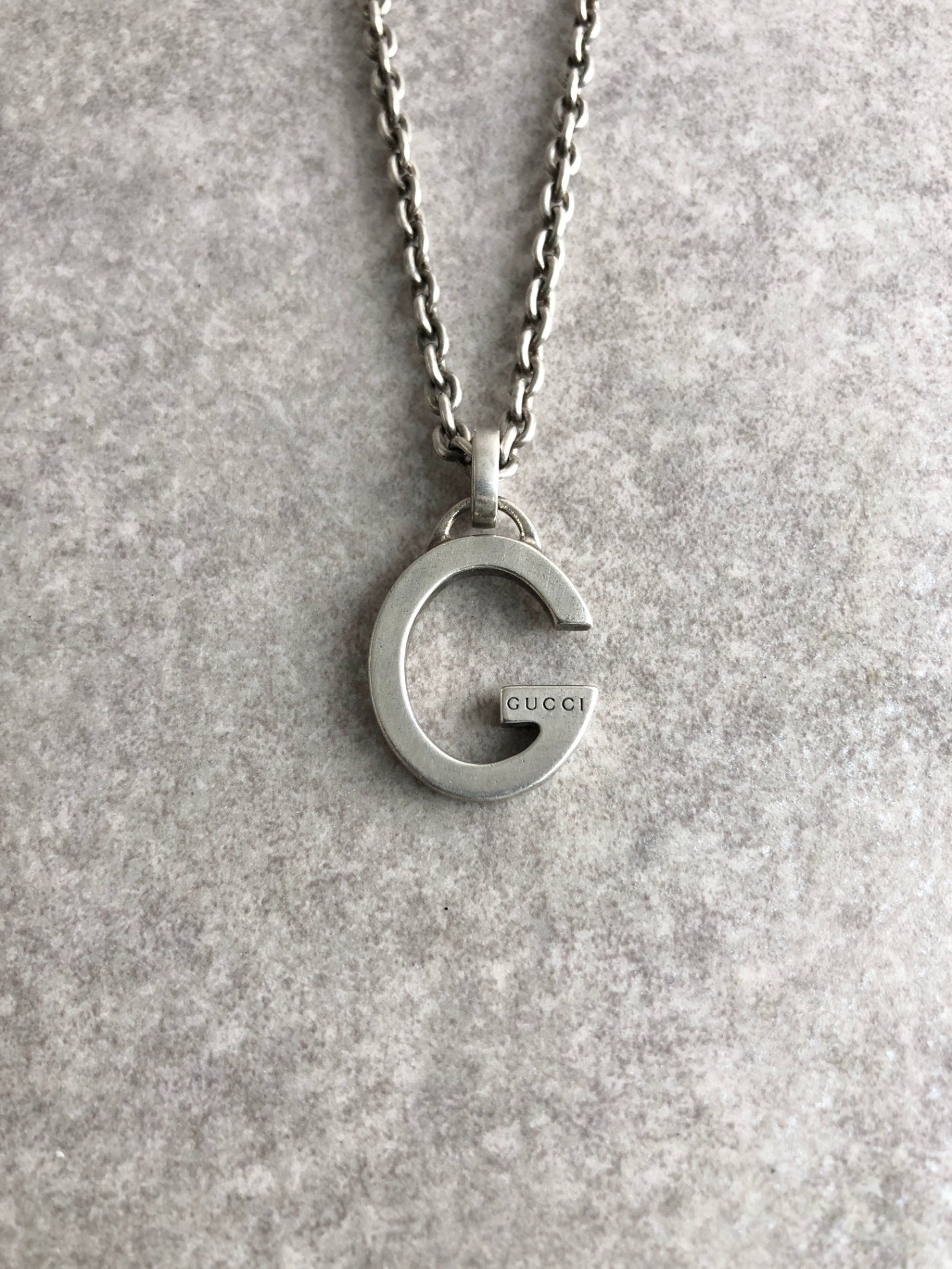 GUCCI G Motif Necklace Silver Vintage mgy4m5