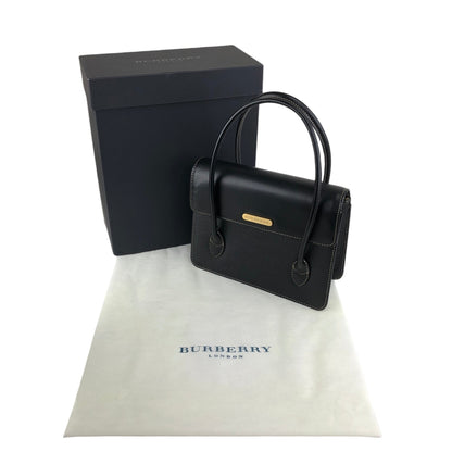 BURBERRY Logo Handbag Black Vintage 3ziibs