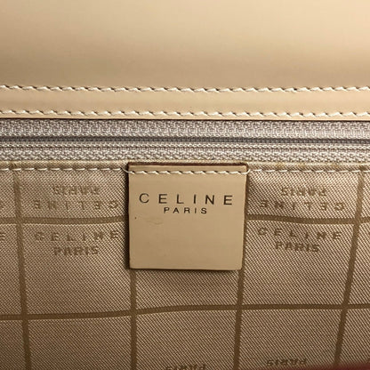 CELINE Logo Two-way Handbag Shoulder bag Beige Vintage nb66wk