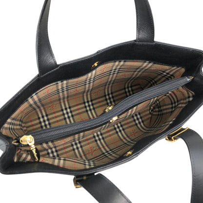 BURBERRY Logo Handbag Black Vintage w33ucy