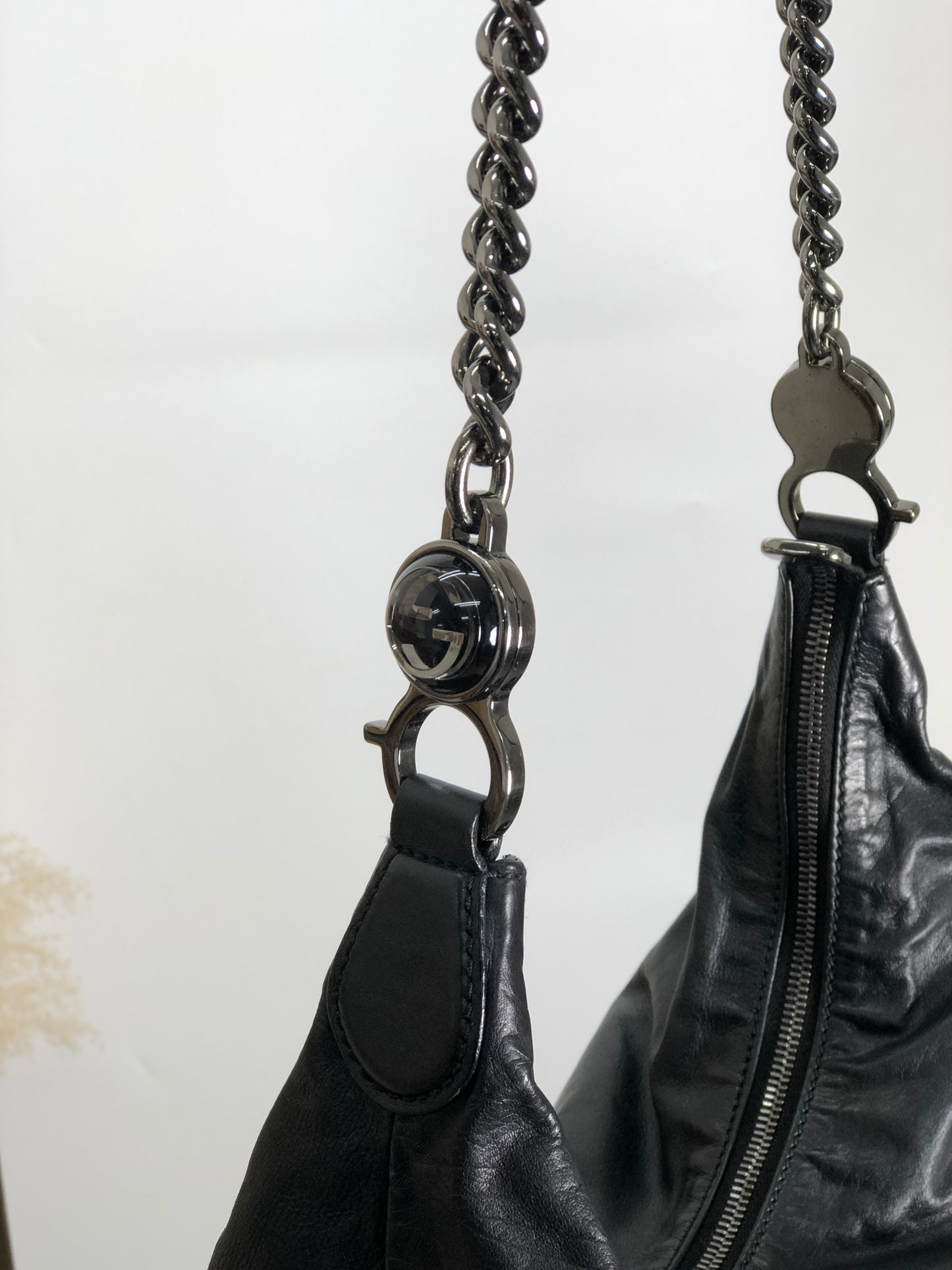 GUCCI Chain Shoulder bag Black 228560 Vintage hxuxav