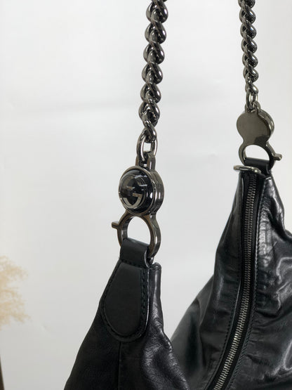 GUCCI Chain Shoulder bag Black 228560 Vintage hxuxav