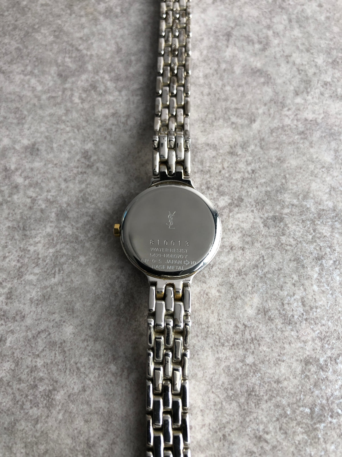 Yves Saint Laurent YSL Logo Quartz Watch Gold×Silver 5421-H08070 Vintage nmsz84