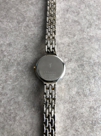 Yves Saint Laurent YSL Logo Quartz Watch Gold×Silver 5421-H08070 Vintage nmsz84