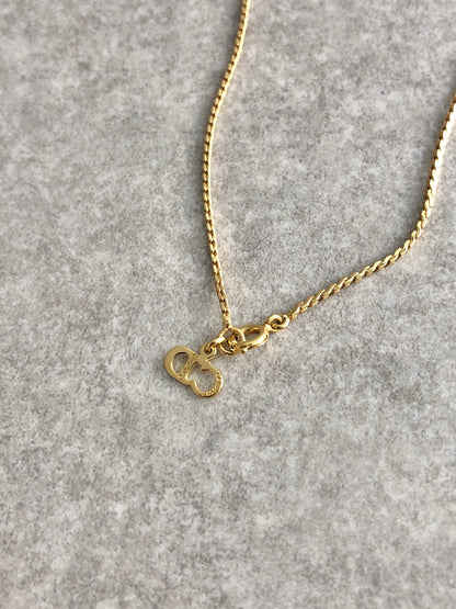 Christian Dior Heart Motif Rhinestone Necklace Gold Vintage z4hitf