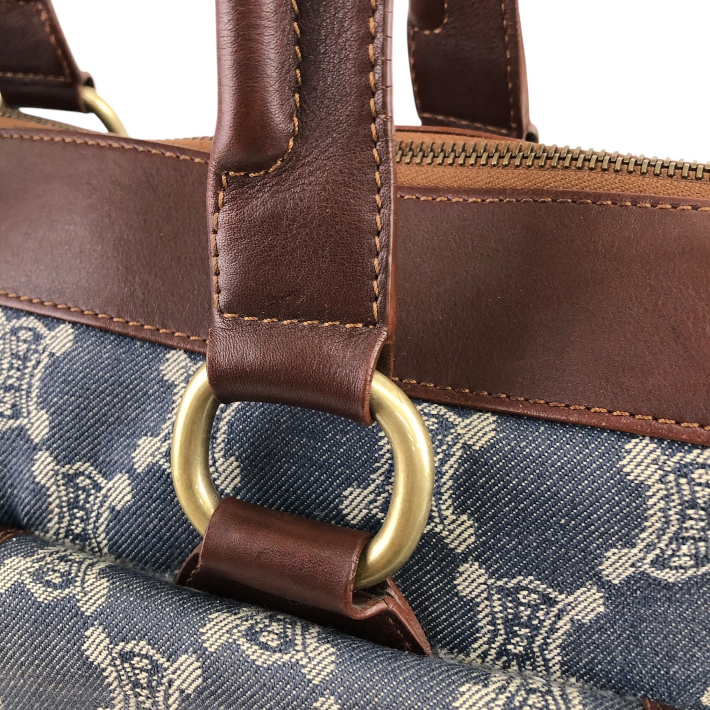 CELINE Paris Macadam Double Pocket Handbag Navy Vintage sh5hjs