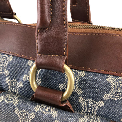 CELINE Paris Macadam Double Pocket Handbag Navy Vintage sh5hjs