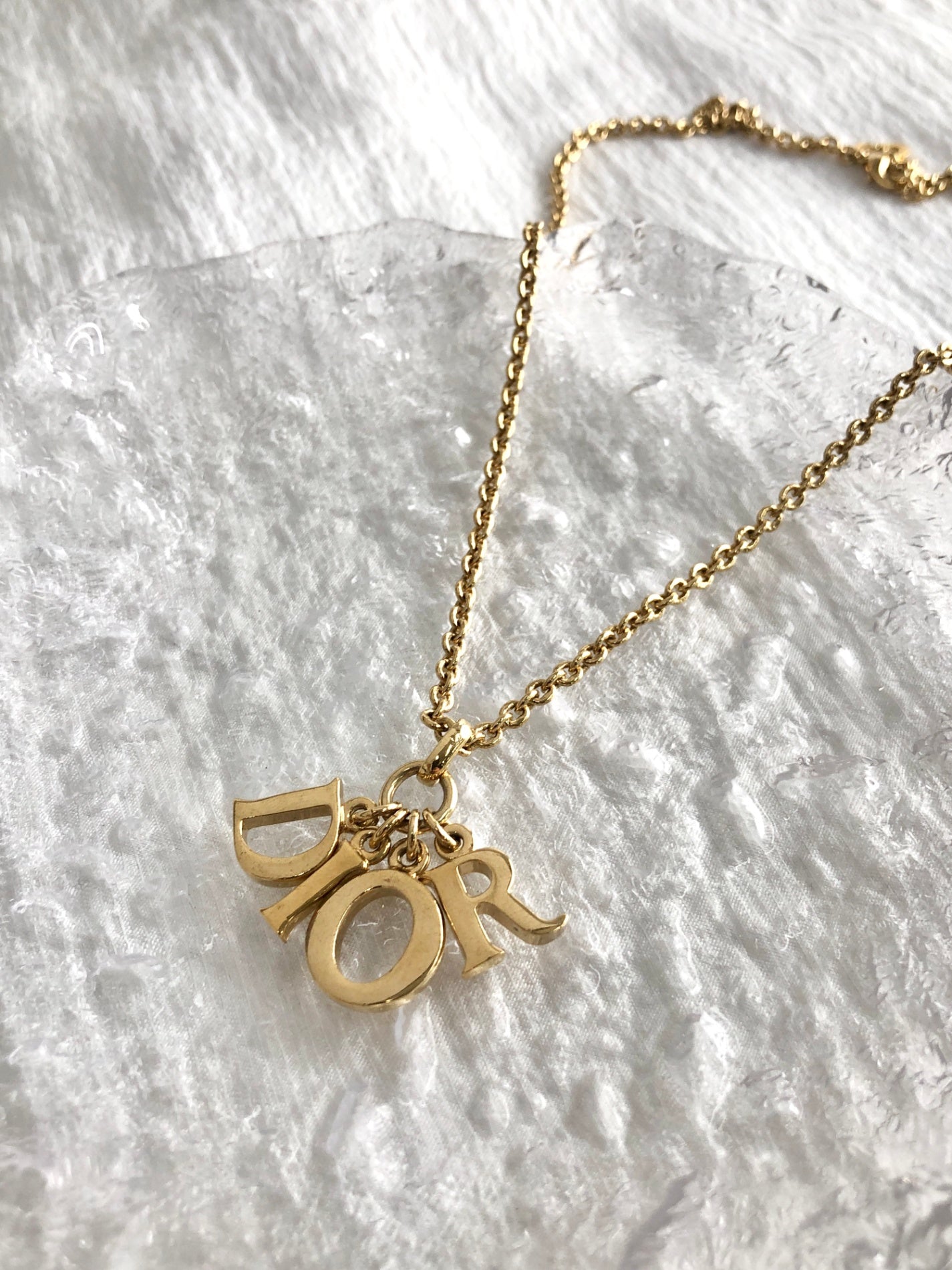 Christian Dior Logo Necklace Gold Vintage px6mfb