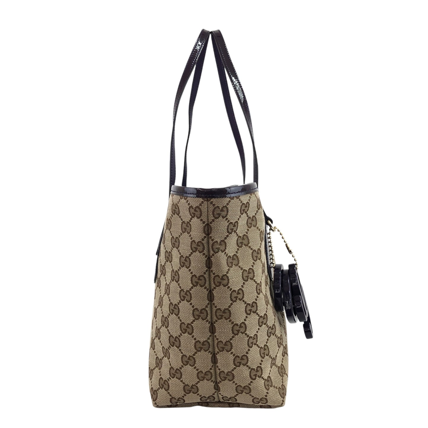 GUCCI GG Canvas Charm Totebag Beige Vintage 32sbhn