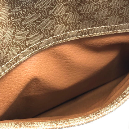 CELINE Macadam Gancini Crossbody Shoulder bag Beige Vintage kx4dhy